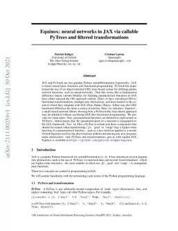 Equinox: neural networks in JAX via callable PyTrees and filtered
  transformations