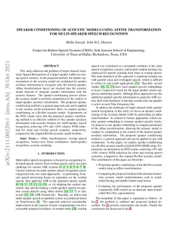 Speaker conditioning of acoustic models using affine transformation for
  multi-speaker speech recognition