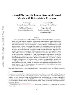 Causal Discovery in Linear Structural Causal Models with Deterministic
  Relations