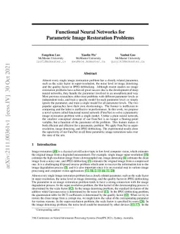 Functional Neural Networks for Parametric Image Restoration Problems
