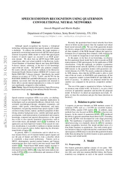 Speech Emotion Recognition Using Quaternion Convolutional Neural
  Networks