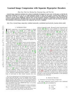 Learned Image Compression with Separate Hyperprior Decoders