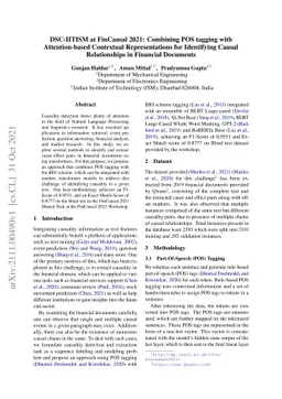 DSC-IITISM at FinCausal 2021: Combining POS tagging with Attention-based
  Contextual Representations for Identifying Causal Relationships in Financial
  Documents