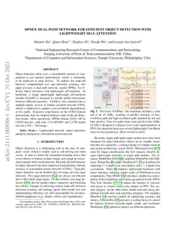 DPNET: Dual-Path Network for Efficient Object Detectioj with Lightweight
  Self-Attention