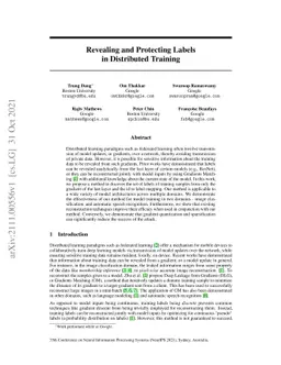 Revealing and Protecting Labels in Distributed Training