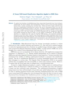 A Tensor SVD-based Classification Algorithm Applied to fMRI Data