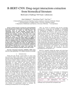 R-BERT-CNN: Drug-target interactions extraction from biomedical
  literature