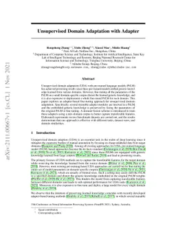 Unsupervised Domain Adaptation with Adapter