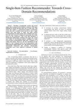 Single-Item Fashion Recommender: Towards Cross-Domain Recommendations