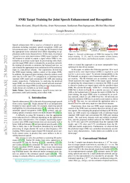 SNRi Target Training for Joint Speech Enhancement and Recognition
