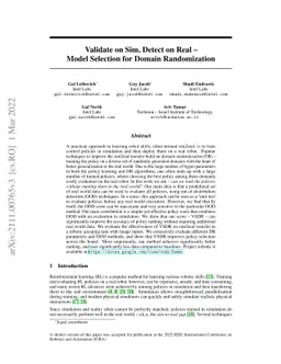 Validate on Sim, Detect on Real -- Model Selection for Domain
  Randomization