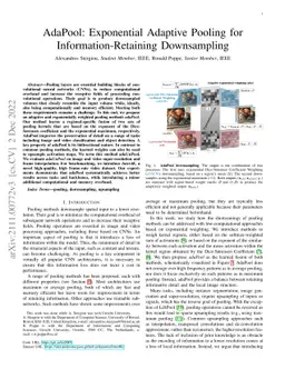 AdaPool: Exponential Adaptive Pooling for Information-Retaining
  Downsampling
