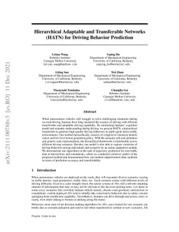 Hierarchical Adaptable and Transferable Networks (HATN) for Driving
  Behavior Prediction