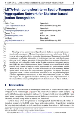 LSTA-Net: Long short-term Spatio-Temporal Aggregation Network for
  Skeleton-based Action Recognition