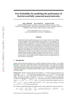 Free Probability for predicting the performance of feed-forward fully
  connected neural networks