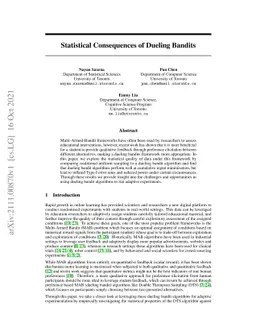 Statistical Consequences of Dueling Bandits