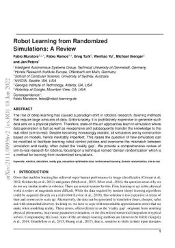 Robot Learning from Randomized Simulations: A Review