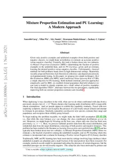 Mixture Proportion Estimation and PU Learning: A Modern Approach