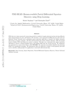PDE-READ: Human-readable Partial Differential Equation Discovery using
  Deep Learning