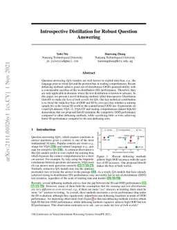 Introspective Distillation for Robust Question Answering