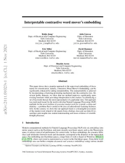 Interpretable contrastive word mover's embedding