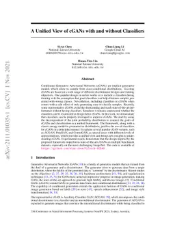 A Unified View of cGANs with and without Classifiers
