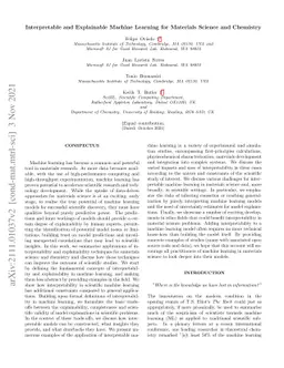Interpretable and Explainable Machine Learning for Materials Science and
  Chemistry