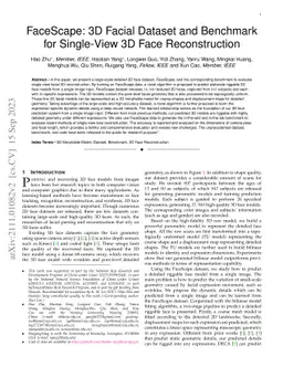 FaceScape: 3D Facial Dataset and Benchmark for Single-View 3D Face
  Reconstruction
