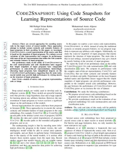Code2Snapshot: Using Code Snapshots for Learning Representations of
  Source Code
