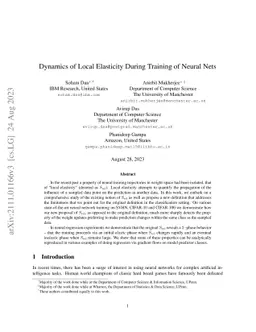 Dynamics of Local Elasticity During Training of Neural Nets