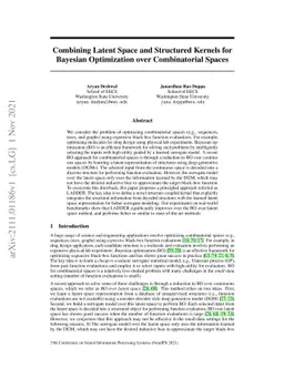 Combining Latent Space and Structured Kernels for Bayesian Optimization
  over Combinatorial Spaces