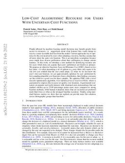Low-Cost Algorithmic Recourse for Users With Uncertain Cost Functions