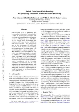 Switch Point biased Self-Training: Re-purposing Pretrained Models for
  Code-Switching