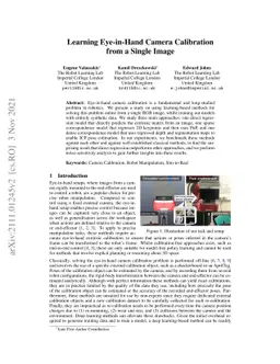 Learning Eye-in-Hand Camera Calibration from a Single Image