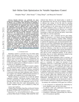 Safe Online Gain Optimization for Variable Impedance Control