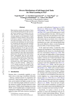 Diverse Distributions of Self-Supervised Tasks for Meta-Learning in NLP