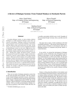 A Review of Dialogue Systems: From Trained Monkeys to Stochastic Parrots