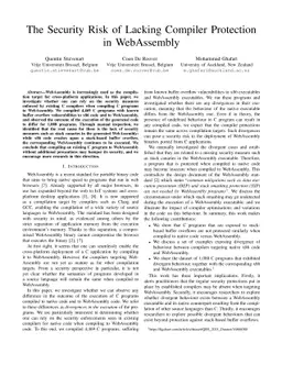 The Security Risk of Lacking Compiler Protection in WebAssembly