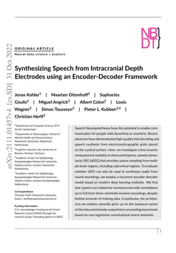 Synthesizing Speech from Intracranial Depth Electrodes using an
  Encoder-Decoder Framework