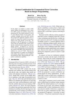 System Combination for Grammatical Error Correction Based on Integer
  Programming