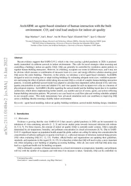 ArchABM: an agent-based simulator of human interaction with the built
  environment. $CO_2$ and viral load analysis for indoor air quality