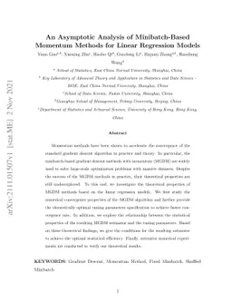 An Asymptotic Analysis of Minibatch-Based Momentum Methods for Linear
  Regression Models