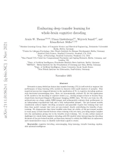 Evaluating deep transfer learning for whole-brain cognitive decoding