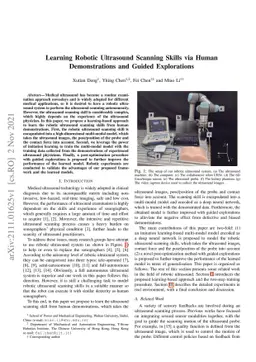 Learning Robotic Ultrasound Scanning Skills via Human Demonstrations and
  Guided Explorations