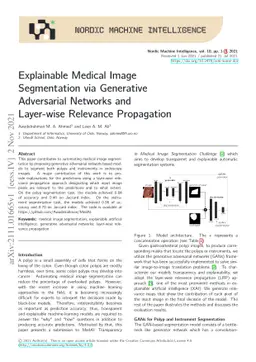 Explainable Medical Image Segmentation via Generative Adversarial
  Networks and Layer-wise Relevance Propagation