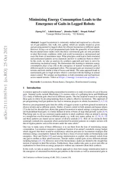 Minimizing Energy Consumption Leads to the Emergence of Gaits in Legged
  Robots
