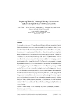 Improving Classifier Training Efficiency for Automatic Cyberbullying
  Detection with Feature Density