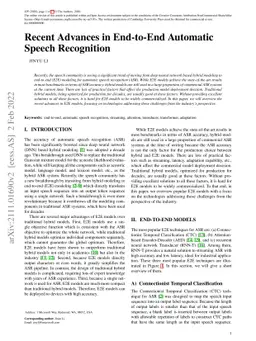 Recent Advances in End-to-End Automatic Speech Recognition