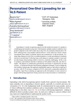 Personalized One-Shot Lipreading for an ALS Patient