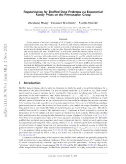 Regularization for Shuffled Data Problems via Exponential Family Priors
  on the Permutation Group